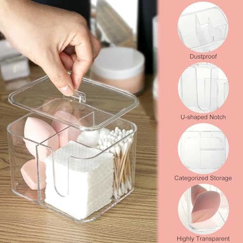 QTip Holder with 4 Compartments Clear Acrylic Organizer for Bathroom 1