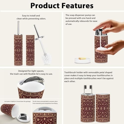 Boho Christmas Bathroom Accessories Set 6 Piece