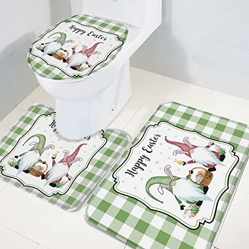 YESOF66 3 Piece Bathroom Rugs Set with Non-Slip U Shaped Mat