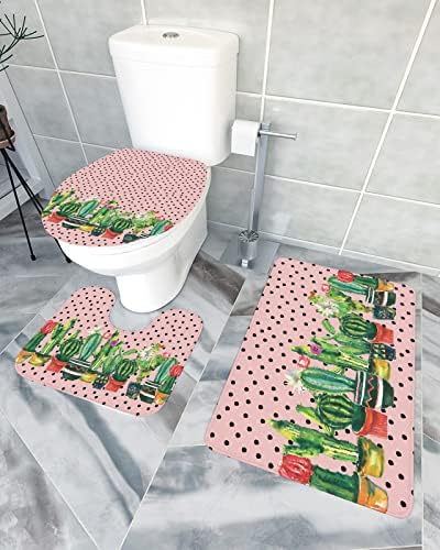 YESOF66 3 Piece Bathroom Rug Set with Non-Slip Dots