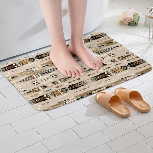 Western Style Bath Mat 16x24 Geometric Aztec Rug