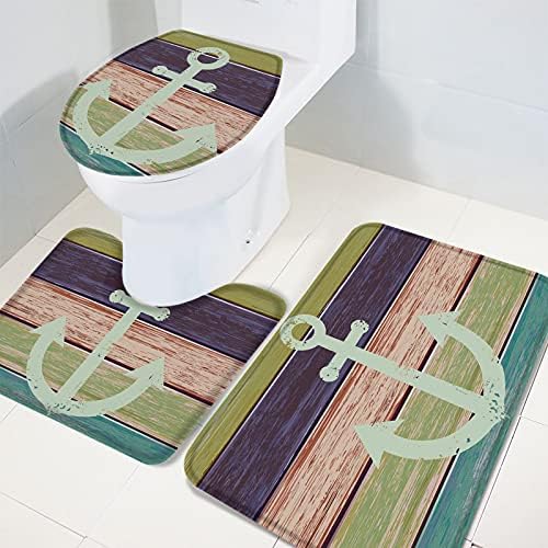 YESOF66 3 Piece Bathroom Rug Set Vintage Wood Grain Non-Slip