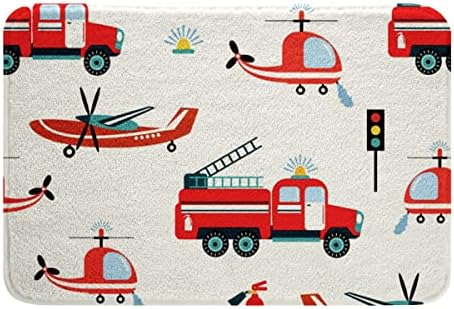 HSTDUNYE Fire Engine Bath Mat 16x24 Red Non-Slip Doormat
