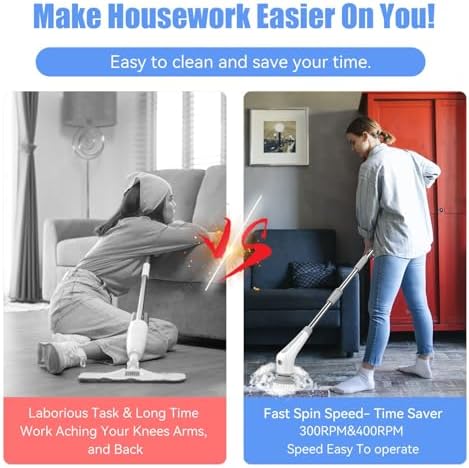 Lovawing Electric Spin Scrubber with 2 Speeds and 48 Inch Extension Arm