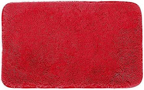 Scceatti Plush Bath Mat 24x16In Non-Slip Red Bathroom Rug