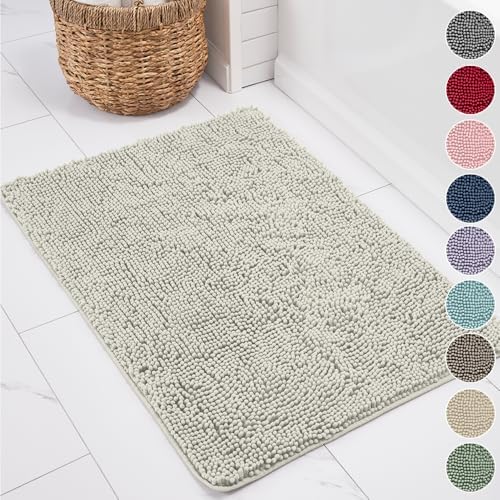 KANGAROO Chenille Bath Rug Shaggy Shower Mat 24x17 Cream