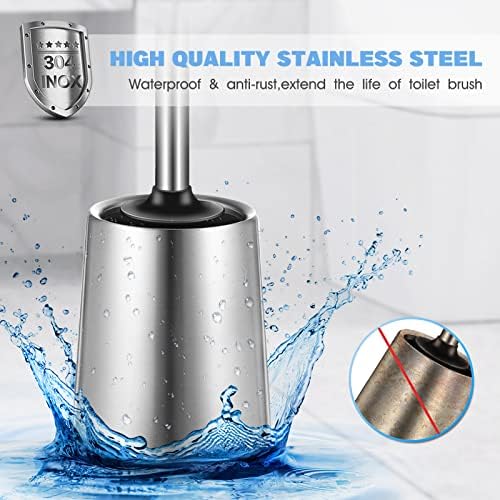HAMITOR Toilet Brush Holder Set with Curved Bristles