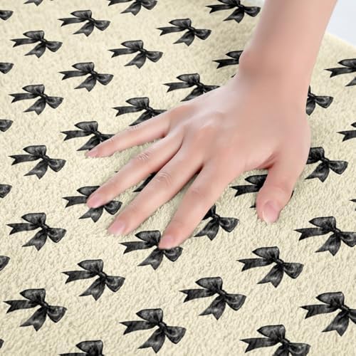 Jejeloiu Kids Black Bow Bathroom Rug 16x24