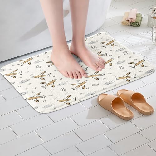 Feelyou Cartoon Aircraft Bath Rug 16x24 Inches