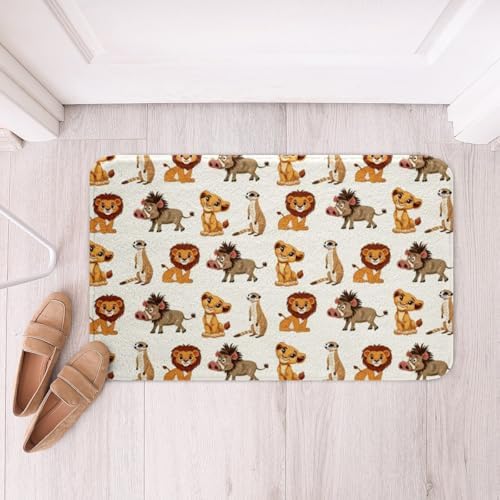 Jejeloiu Cartoon Lion Bath Rug 16x24 Inch