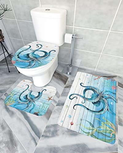 YESOF66 3 Piece Bathroom Rug Set with Non-Slip Backing