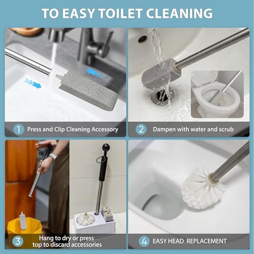 YINGMORE Toilet Brush and Holder Set with Pumice Stone