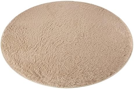 Scceatti Fluffy Boho Bath Rug 32x32 Khaki