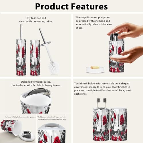 Boho Bathroom Accessory Set 6 Piece Modern