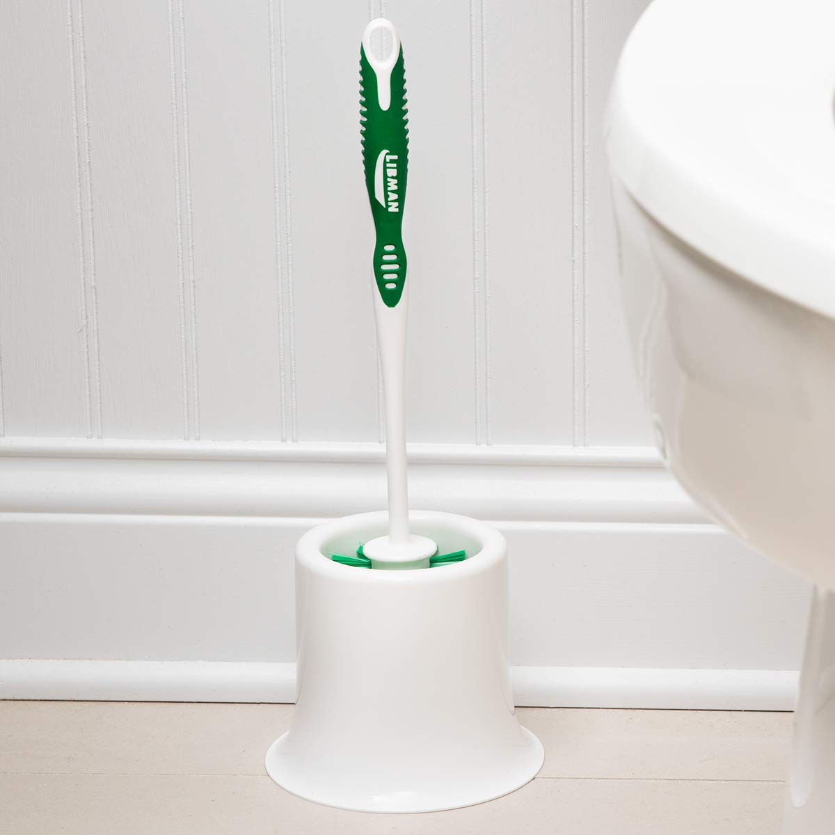 Libman Commercial 34 Toilet Brush Set with Caddy Green White Pack of 4