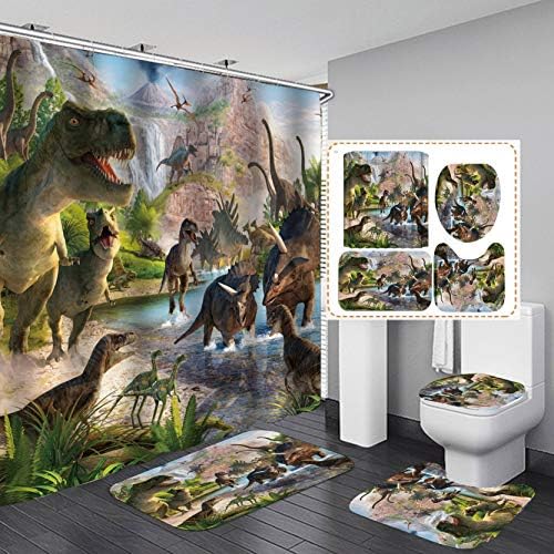 Yuaobeimei Dinosaur 3D Print Bath Set 4 Pieces