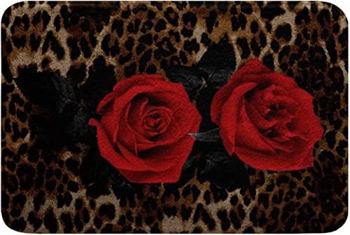 Cheetah Print Bath Mat 16x24 Brown Leopard Rug for Home Use