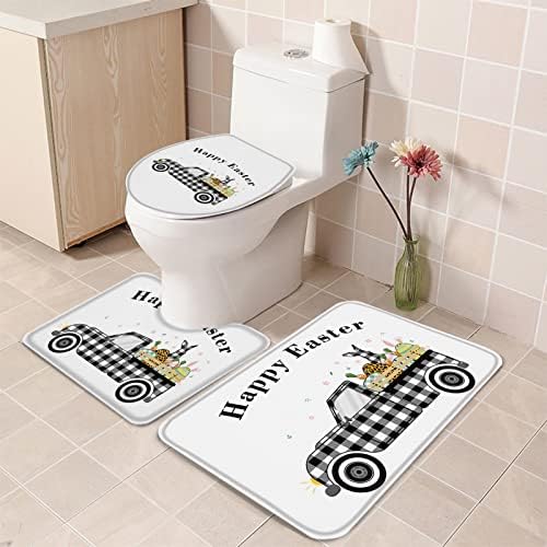 YESOF66 3 Piece Bathroom Rug Set with Non-Slip U Shaped Cover