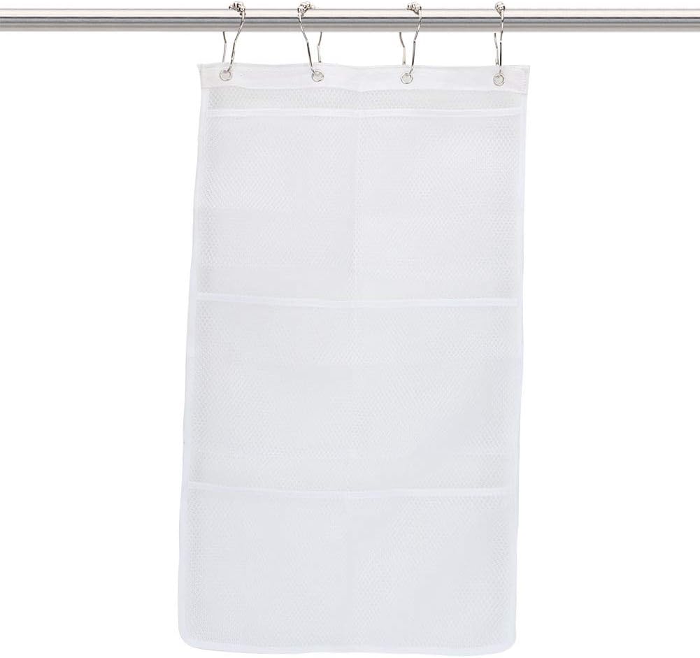 Hanging Mesh Shower Organizer with S Shaped Hook White