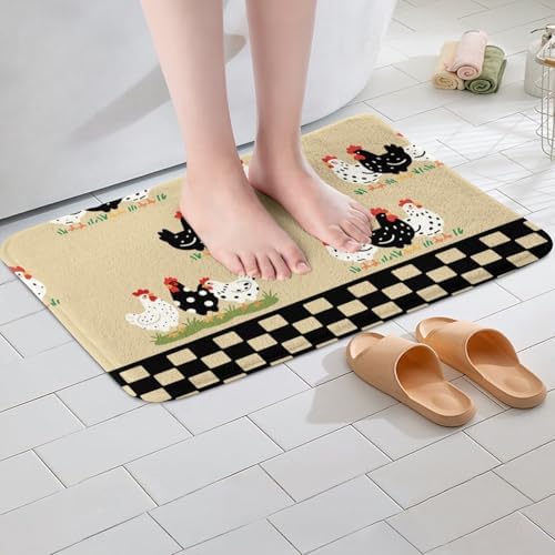 jejeloiu Chicken Bath Mats 16x24 Inch Farmhouse Animal Decor for Kids