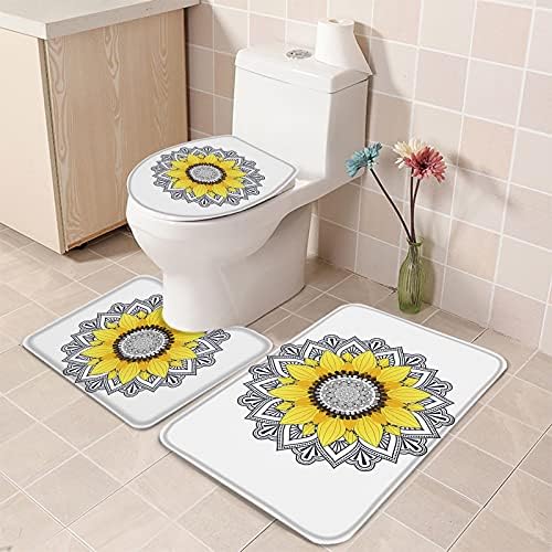 YESOF66 3 Piece Bathroom Rug Set Non-Slip Mandala Design