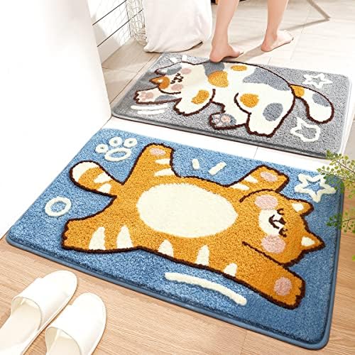 Tyrafry Cute Bath Rug 16x24 Non Slip Microfiber Mat