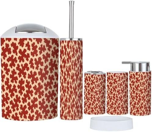 TRANQDEHOM 6 Piece Boho Cow Skin Bathroom Accessory Set