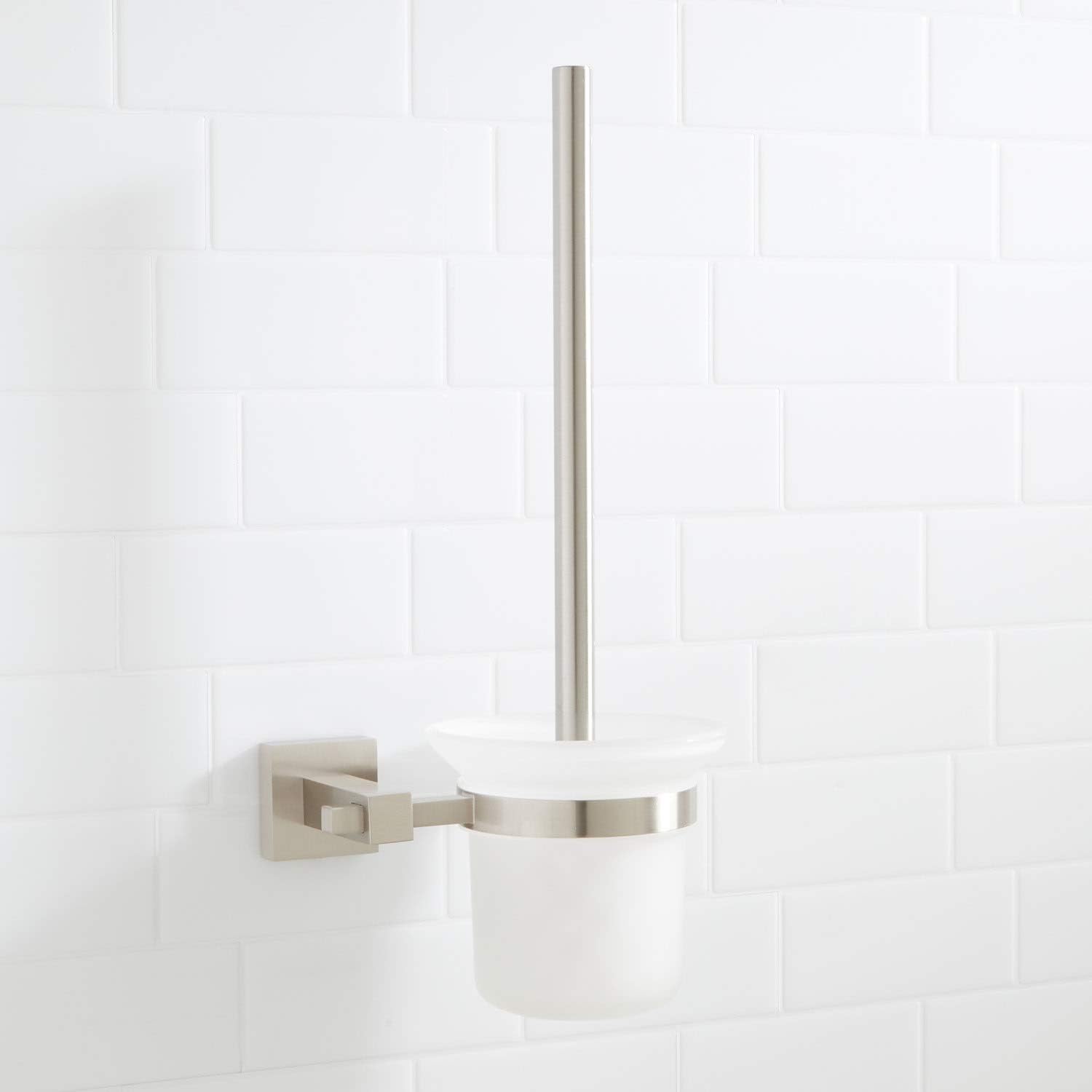 Signature Hardware Albury Wall-Mount Toilet Brush Holder - Brushed Nickel