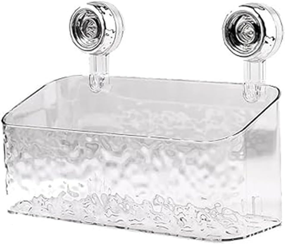 Clear Acrylic Suction Cup Shower Caddy - Small Size Wall Mounted No Drilling