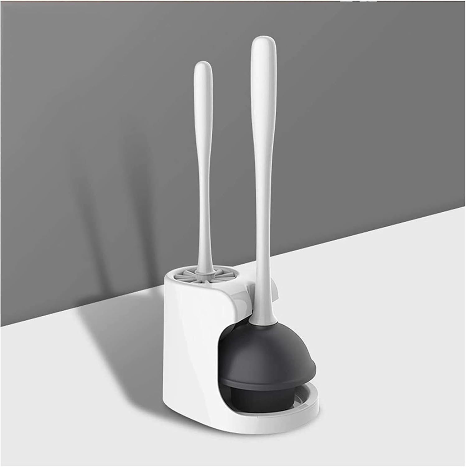 YQBUER Toilet Brush with Holder and Dredge - White Deep Cleaning Kit