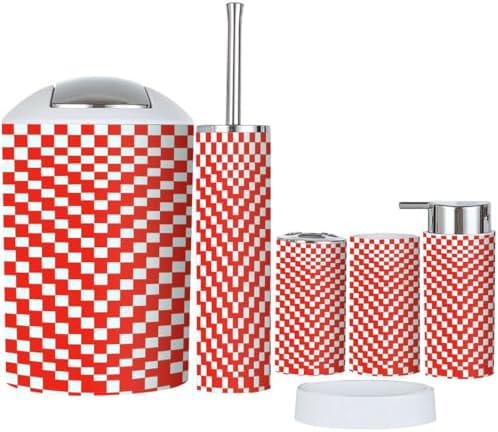 TRANQDEHOM 6-Piece Boho Chess Board Bathroom Accessory Set