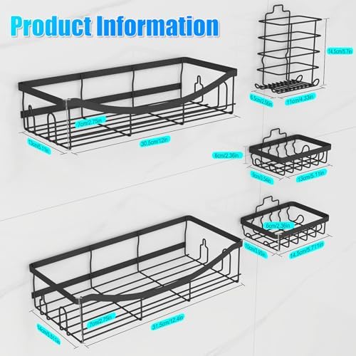 Kingmall 5 Pack Shower Caddy Organizer No Drilling