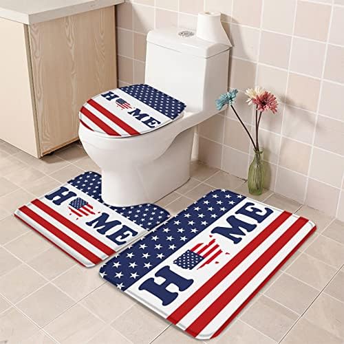 3 Piece Bathroom Rug Set with Non-Slip Toilet Cover