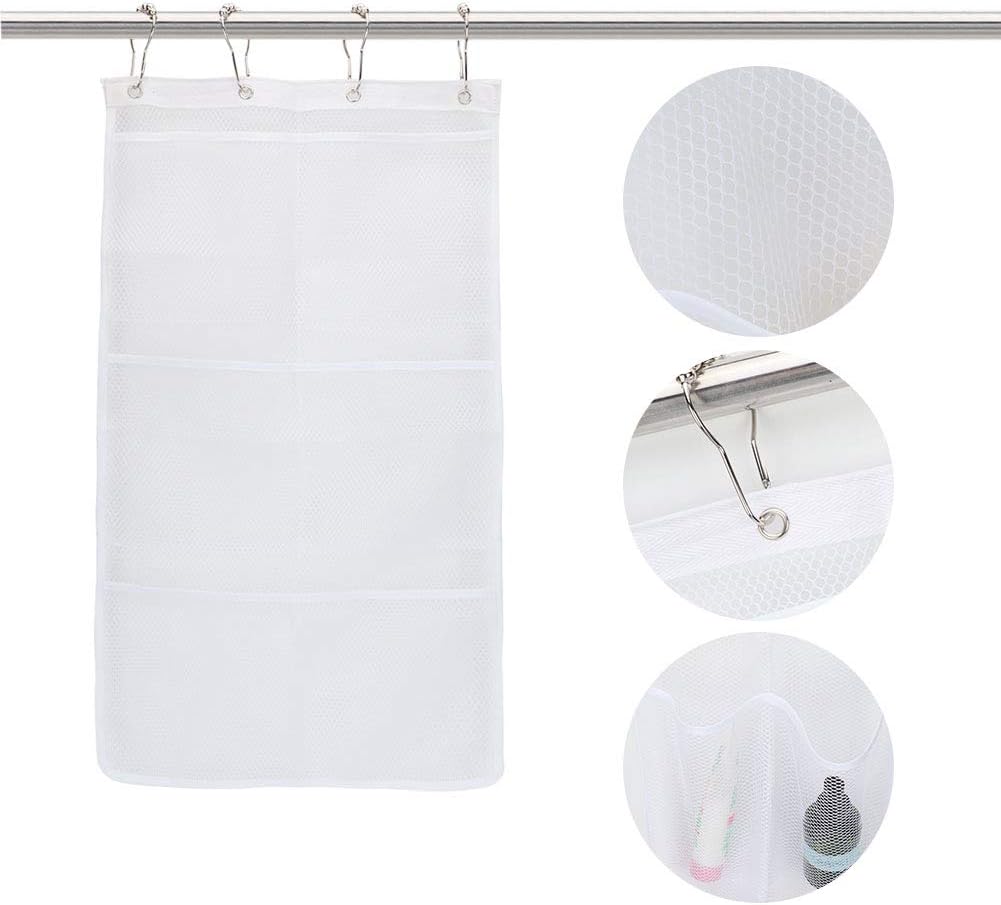 Hanging Mesh Shower Organizer with S Shaped Hook White