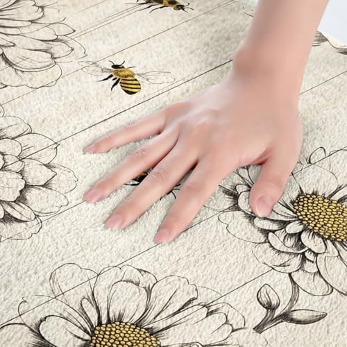Feelyou Bee Bath Mat 16x24 Inch Floral Design