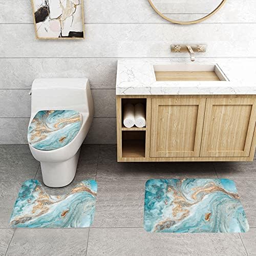 Luxury Turquoise Marble 3 Piece Bath Mat Set