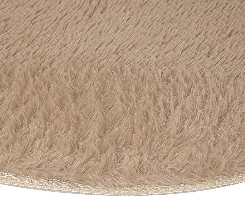 Scceatti Fluffy Boho Bath Rug 32x32 Khaki