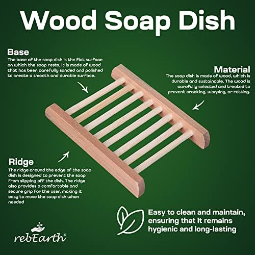 rebEarth Bamboo Soap Bar Holder Square Tray