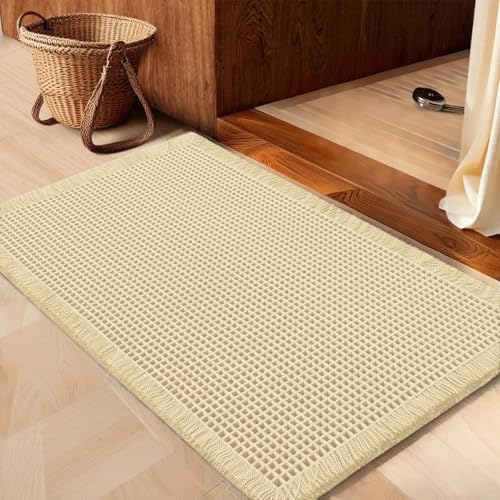 IM HOME Waffle Bath Mat Light Beige 32x20