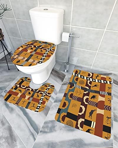 YESOF66 3 Piece Bathroom Rugs Set with Non-Slip Design and Elephant Pattern