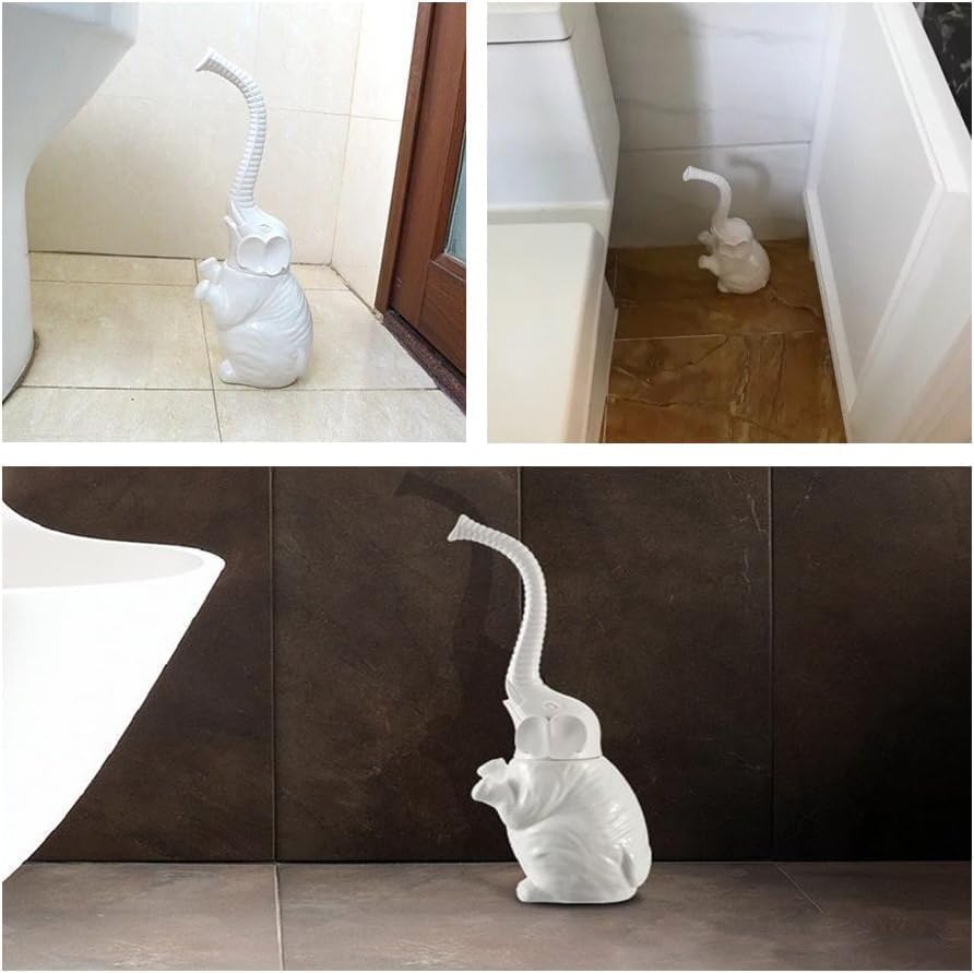 AORTULL Toilet Brush Set with Ceramic Holder and Elephant Design