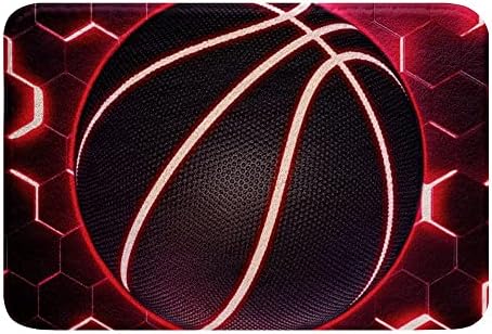 3D Basketball Non-Slip Bath Rug with Red Glowing Light