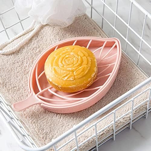 Helenhouse 3pcs Leaf Shape Soap Holder Dish Shower Storage Tray