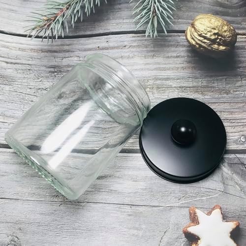 280ml Transparent Glass Jar with Black Lid Q-tip Dispenser Holder