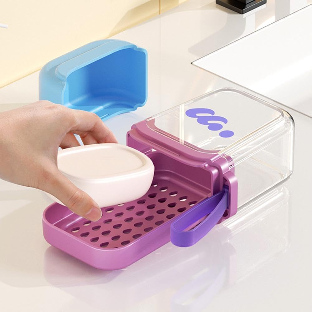 Portable Travel Mini Soap Box with Drain and Leak-Proof Lid