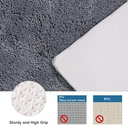 Seavish Luxury Grey Shag Curved Bath Rug