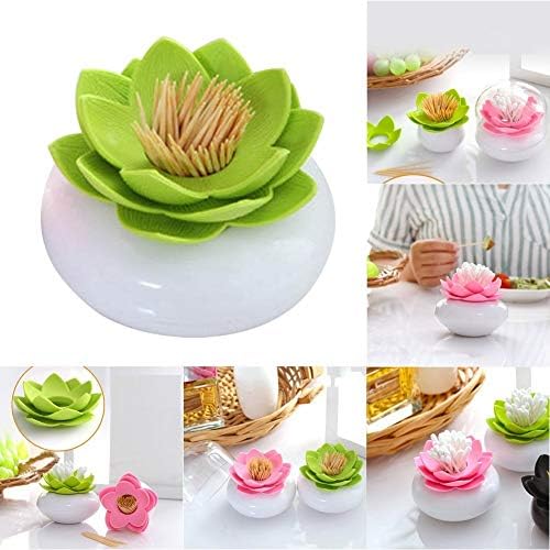 2-Pack Lotus Flowers Cotton Swab Holder Green Pink