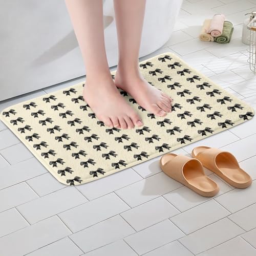 Jejeloiu Kids Black Bow Bathroom Rug 16x24