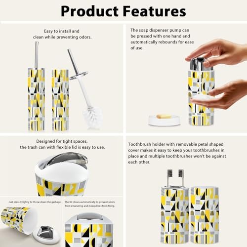 TRANQDEHOM 6 Piece Boho Bathroom Accessory Set