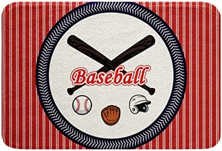 3D Baseball Bath Rug with Red Stripes for Boys Girls